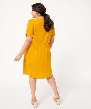 Robe femme grande taille à motifs dorés, manches courtes et col V vue3 - GEMO (G TAILLE) - GEMO
