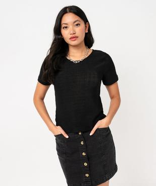 Tee-shirt à manches courtes en maille ajourée esprit crochet femme vue1 - GEMO(FEMME PAP) - GEMO