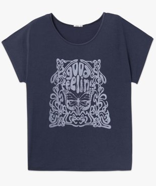 Tee-shirt femme grande taille à manches courtes et micro-motifs argentés vue4 - GEMO (G TAILLE) - GEMO