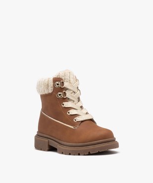 Boots fille unies avec col en maille chaussette et intérieur fourré vue2 - GEMO (ENFANT) - GEMO