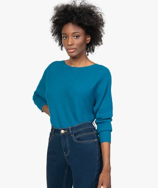 Pull femme en maille côtelée à manches chauve-souris vue1 - GEMO(FEMME PAP) - GEMO