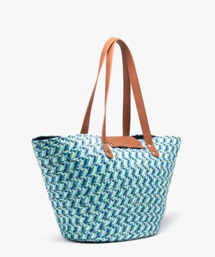 Sac cabas femme en paille multicolore et pailletée vue2 - GEMO (ACCESS) - GEMO