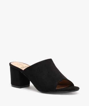 Mules femme à talon carré dessus en suédine unie vue2 - GEMO(URBAIN) - GEMO