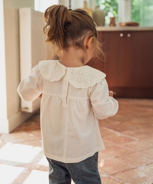 Tee-shirt manches longues ample à col Claudine en dentelle anglaise bébé fille vue5 - GEMO 4G BEBE - GEMO