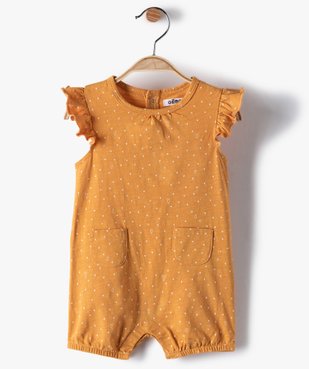 Combishort bébé fille à pois 100% coton biologique vue1 - GEMO C4G BEBE - GEMO
