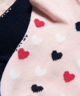 Chaussettes ultra-courtes motifs cœurs fille (lot de 5) vue2 - GEMO 4G FILLE - GEMO