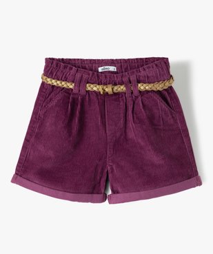 Short fille en velours grosses côtes et ceinture pailletée vue1 - GEMO (ENFANT) - GEMO
