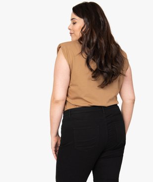 Tee-shirt femme grande taille à épaulettes avec message pailleté vue3 - GEMO (G TAILLE) - GEMO