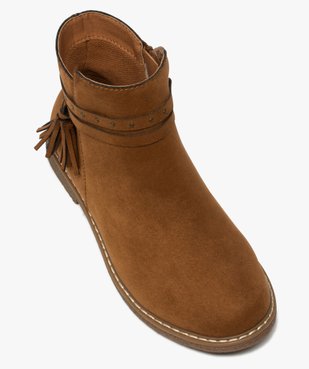 Boots fille unis en suédine avec bride à pompons vue5 - GEMO (ENFANT) - GEMO