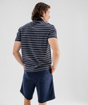 Tee-shirt manches courtes rayé en maille piquée homme vue3 - GEMO 4G HOMME - GEMO