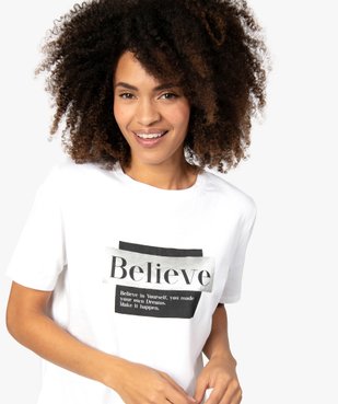 Tee-shirt femme à manches courtes et large motif vue2 - GEMO(FEMME PAP) - GEMO