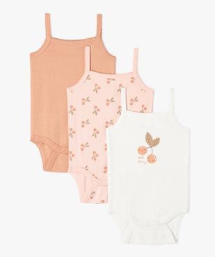 Bodies à bretelles avec motifs cerises bébé fille (lot de 3) vue1 - GEMO 4G BEBE - GEMO