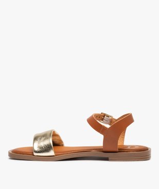Sandales femme à talon plat dessus cuir métallisé - Tanéo vue3 - TANEO - GEMO
