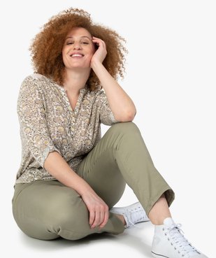 Pantalon femme grande taille coupe slim en toile extensible vue1 - GEMO (G TAILLE) - GEMO