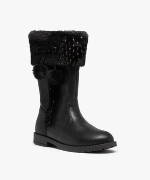 Bottes fourrées fille unies détails à pois brillants vue2 - GEMO (ENFANT) - GEMO