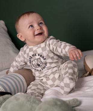Pyjama en velours à motifs damiers bébé garçon vue6 - GEMO 4G BEBE - GEMO