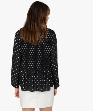 Blouse femme en voile plissé à motifs à manches longues vue3 - GEMO(FEMME PAP) - GEMO
