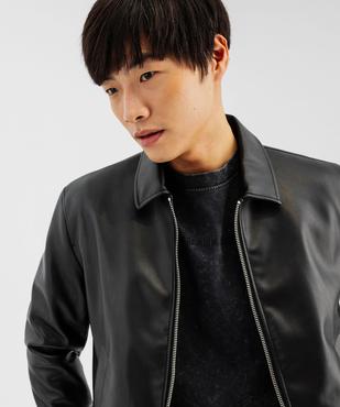 Blouson aviateur en cuir imitation homme vue2 - GEMO (HOMME) - GEMO