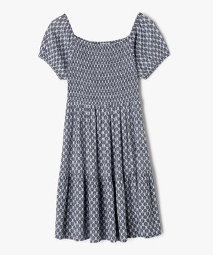 Robe à manches courtes avec buste smocké fille vue1 - GEMO (JUNIOR) - GEMO