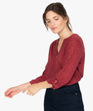 Tee-shirt femme manches 3/4 imprimé à col original vue1 - GEMO C4G FEMME - GEMO