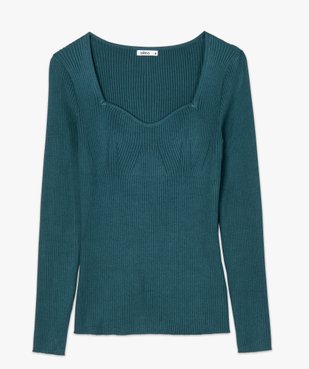 Pull femme en maille côtelée avec col carré vue4 - GEMO(FEMME PAP) - GEMO