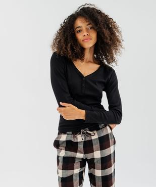 Haut de pyjama à manches longues en maille côtelée femme vue5 - GEMO(HOMWR FEM) - GEMO