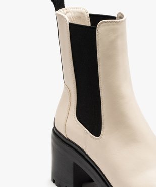 Boots femme à talon large style Chelsea bicolores vue6 - GEMO(URBAIN) - GEMO