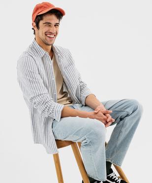 Chemise en lin et coton à rayures homme vue2 - GEMO 4G HOMME - GEMO