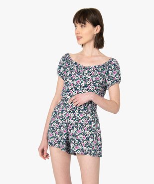 Haut de pyjama femme à motifs fleuris – LuluCastagnette vue5 - LULUCASTAGNETTE - GEMO