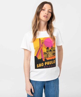 Tee-shirt femme à manches courtes avec motif Sao Paulo vue1 - GEMO(FEMME PAP) - GEMO