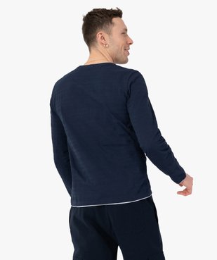 Tee-shirt homme à manches longues avec finitions contrastantes vue3 - GEMO (HOMME) - GEMO
