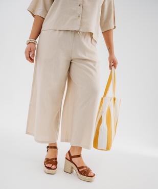Pantalon large en viscose et lin femme grande taille vue1 - GEMO 4G GT - GEMO
