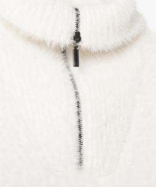 Pull court col zippé en maille duveteuse fille vue3 - GEMO (JUNIOR) - GEMO