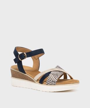 Sandales à talon compensé et brides multimatières femme vue2 - VALENTINA BALDA - GEMO