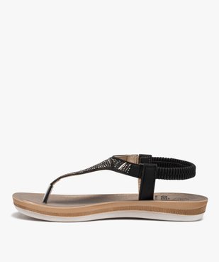 Sandales femme plates à entre-doigts ornées de strass  vue3 - GEMO (CASUAL) - GEMO