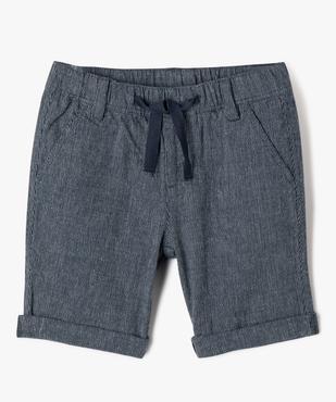 Bermuda chino en toile rayée à revers garçon vue1 - GEMO (ENFANT) - GEMO