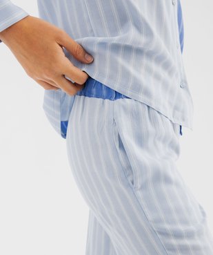 Pyjama à rayures en viscose fluide femme - LuluCastagnette vue5 - LULUCASTAGNETTE - GEMO