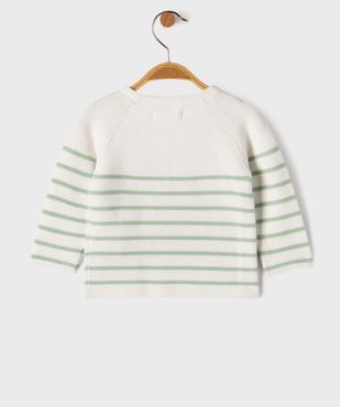 Pull brassière rayé avec fermeture sur le côté bébé vue3 - GEMO(BB COUCHE) - GEMO
