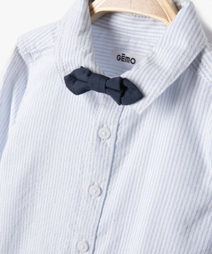 Chemise bébé garçon à manches longues rayée avec nœud papillon vue2 - GEMO(BEBE DEBT) - GEMO