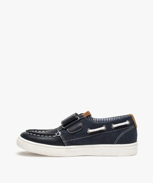 Chaussures bateau garçon unies bi-matières à scratch vue3 - GEMO (ENFANT) - GEMO