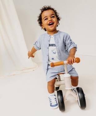 Chemise manches longues à col mao en lin et coton bébé garçon vue5 - GEMO 4G BEBE - GEMO