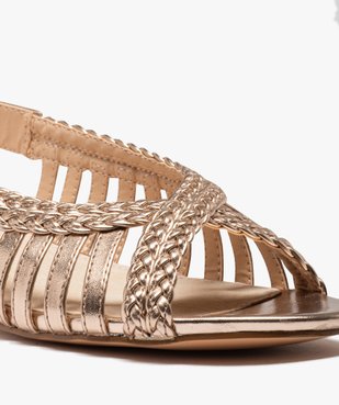 Sandales femme plates métallisées et décolletées  vue7 - GEMO (CASUAL) - GEMO