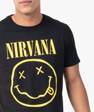 Tee-shirt homme à manches courtes imprimé smiley - Nirvana vue2 - NIRVANA - GEMO