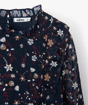 Blouse fille à fleurs, volants et manches longues vue2 - GEMO (ENFANT) - GEMO