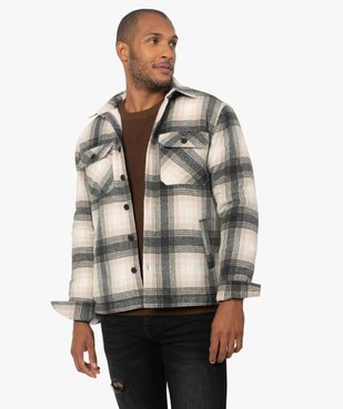 Veste homme à carreaux avec doublure sherpa vue1 - GEMO (HOMME) - GEMO