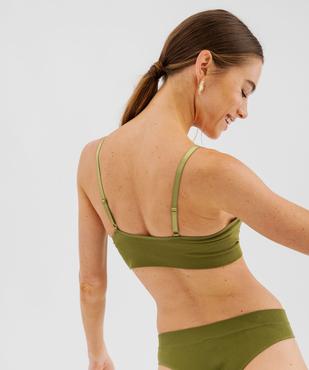 Brassière push-up en maille côtelée à fines bretelles vue2 - GEMO 4G FEMME - GEMO