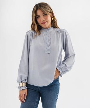 Blouse rayée avec finitions froncées femme vue1 - GEMO 4G FEMME - GEMO