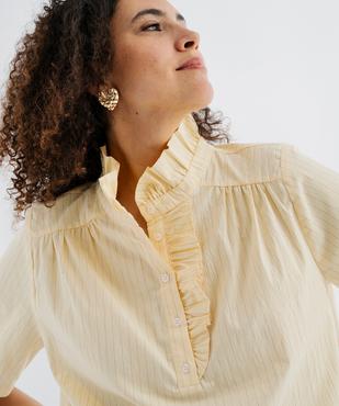 Blouse à manches courtes avec volants sur le col femme vue2 - GEMO(FEMME PAP) - GEMO