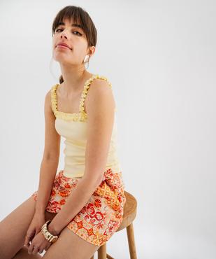 Débardeur en maille côtelée extensible à bretelles froncées femme vue1 - GEMO(FEMME PAP) - GEMO