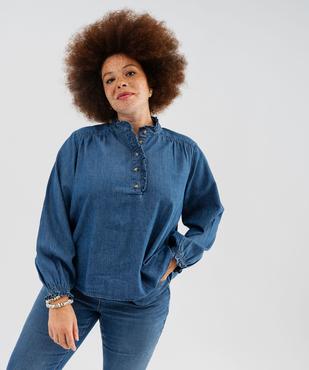 Blouse en coton aspect denim femme grande taille vue2 - GEMO 4G GT - GEMO